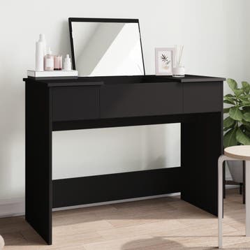 vidaXL Kaptafel met spiegel 100x45x76 cm zwart, Verzenden