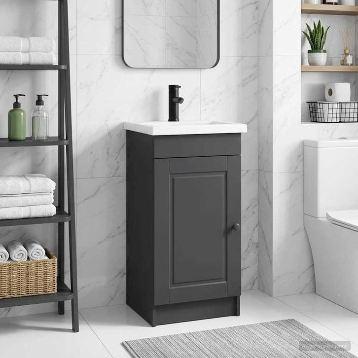 vidaXL Badkamer Vanity met Wastafel Zwart 42 x 40 x 84,5 cm, Huis en Inrichting, Tafels | Kaptafels, Nieuw, Verzenden