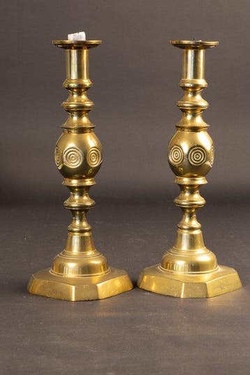 James Clews & Sons - Kandelaar (2) - Messing, Antiek en Kunst