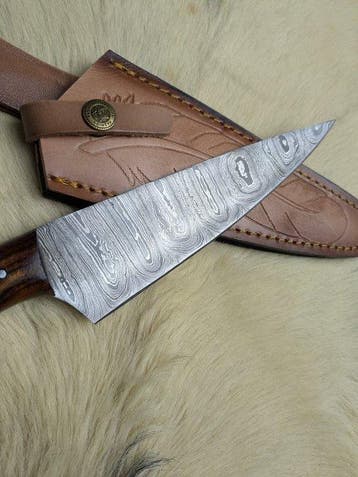 Damascus Japanese-Style Chef Knife - Keukenmes - Staal -, Antiek en Kunst, Antiek | Keukengerei