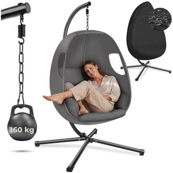 Hangstoel Anika met frame en kussen 160 kg - antraciet, Tuin en Terras, Verzenden, Nieuw