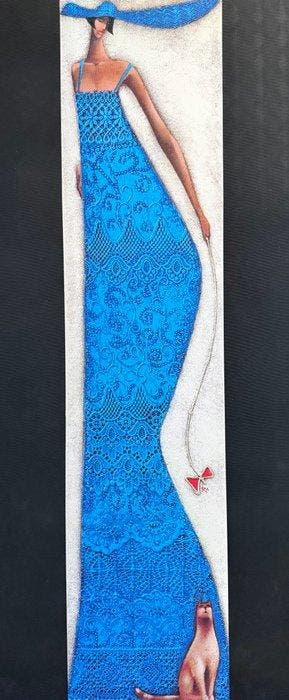 Ira Tsantekidou - “Lady in Blue”. Gesigneerd in de plaat. -