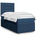 vidaXL Boxspring met matras stof blauw 80x200 cm, Verzenden