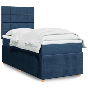 vidaXL Boxspring met matras stof blauw 80x200 cm, Verzenden, Nieuw