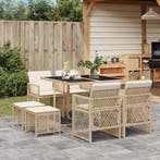 vidaXL 9-delige Tuinset met kussens poly rattan beige, Verzenden, Nieuw, Tuinset