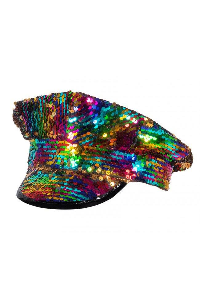 KIMU® Pet Regenboog Goud Kapiteinspet Zonneklep Gouden Paill, Kleding | Heren, Hoeden en Petten, Nieuw, Ophalen of Verzenden