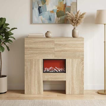 vidaXL Elektrische haard Sonoma 75 x 24,5 x 75 cm Bewerkt, Verzenden, Nieuw
