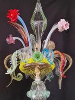 Tafellamp - Glas, Hout, IJzer - Tafellamp van artistiek glas