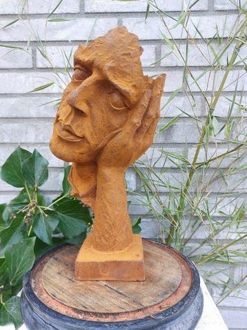 Beeld,  THE THINKING FACE  - 29 cm - Gietijzer