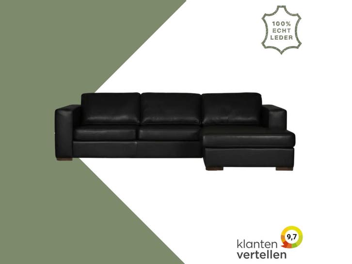 Leren hoekbank Flow - 2,5 zits arm links + longchair rechts, Antiek en Kunst, Antiek | Meubels | Stoelen en Sofa's, Ophalen of Verzenden