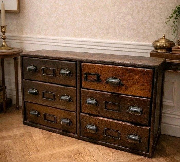 Kabinet - Hout - Kleine houten ladekast, Antiquités & Art, Art | Objets design