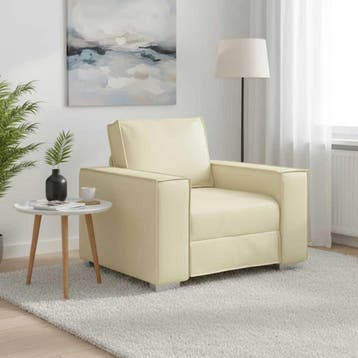 vidaXL Sofa Stoel Crème 100 cm Kunstleer, Verzenden