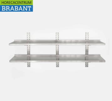 HCB RVS Dubbel wandschap schap Basic-line 180 x 30 cm Horeca, Ophalen of Verzenden