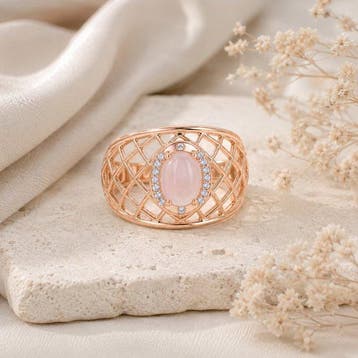 Sans prix de réserve - Bague Plaqué or Quartz - Diamant -