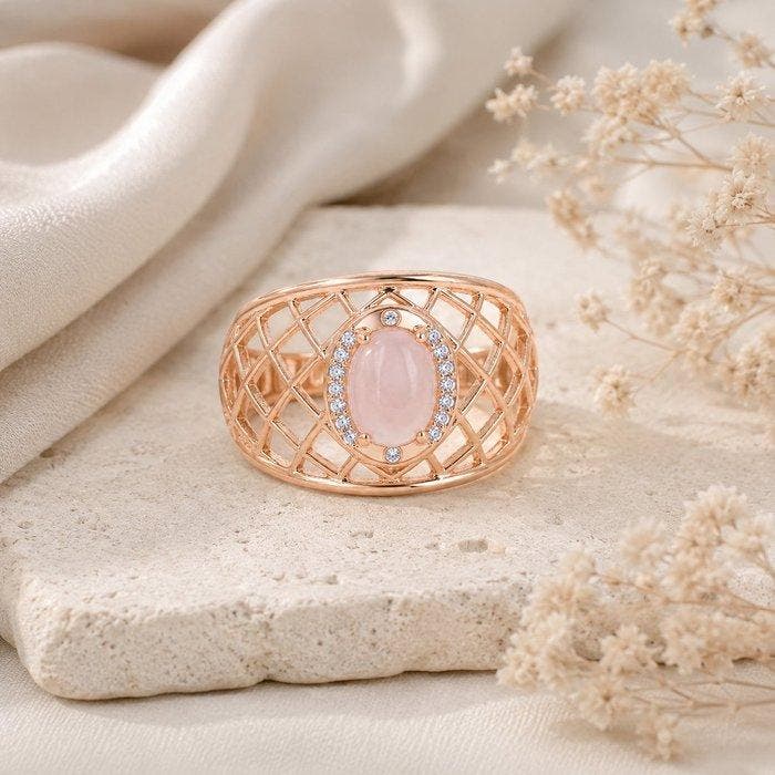 Sans prix de réserve - Bague Plaqué or Quartz - Diamant -, Bijoux, Sacs & Beauté, Bagues