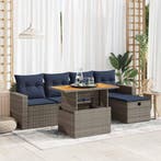 vidaXL 6-delige Loungeset met kussens poly rattan acacia, Verzenden, Nieuw, Loungeset