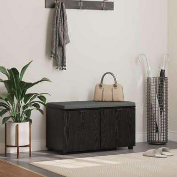 vidaXL Hallenbank Zwarte Eik 80 x 38 x 46 cm Geengineerd, Verzenden