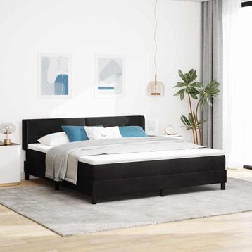 vidaXL Boxspring bed met hoofdeinde Zwart 200 x 180 cm, Verzenden
