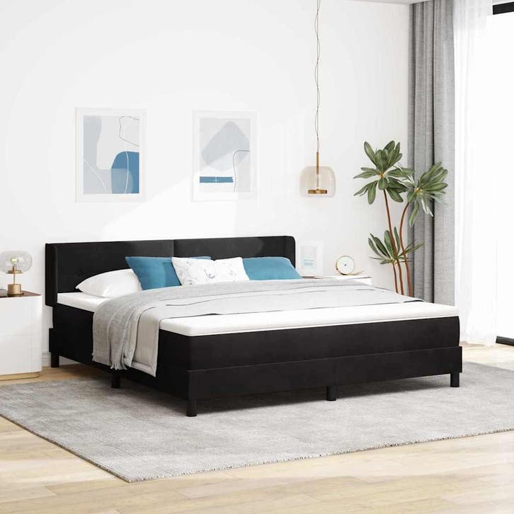 vidaXL Boxspring bed met hoofdeinde Zwart 200 x 180 cm, Maison & Meubles, Chambre à coucher | Lits, Envoi