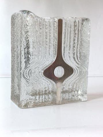Heiner Düsterhaus - Vaas - ijs-glas met centrale plaat in