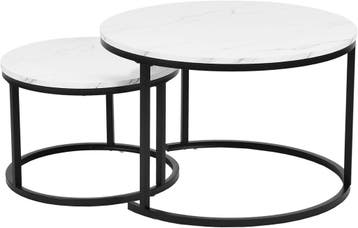 Salontafel rond - Koffietafel - Set van 2 - Wit/Zwart - Amve, Verzenden, Nieuw