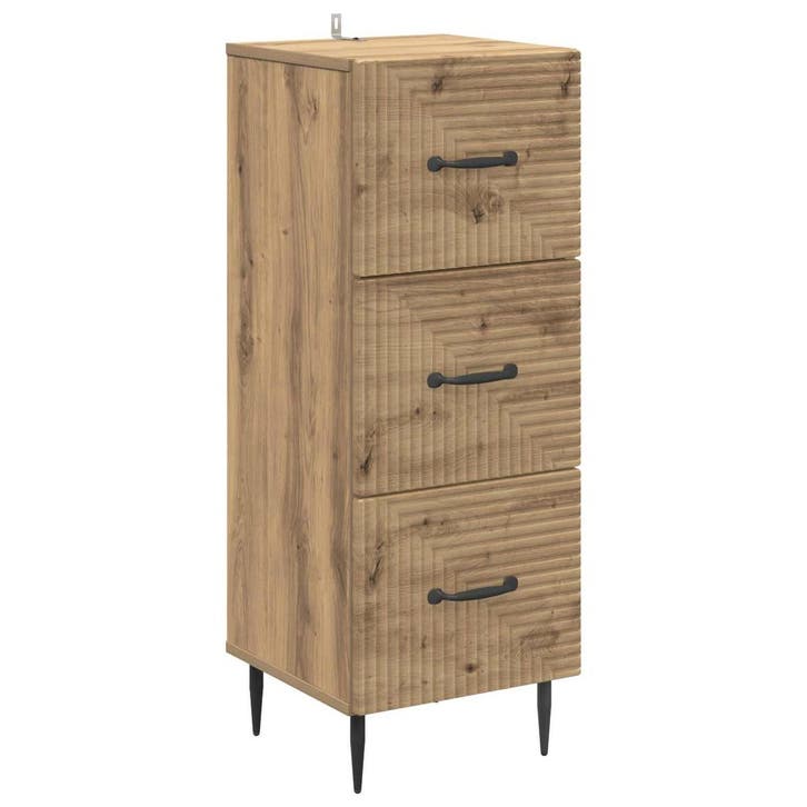 vidaXL Ladekast Artisanaal eiken 33 x 34,5 x 89,5 cm Bewerkt, Huis en Inrichting, Kasten | Overige, Nieuw, Verzenden