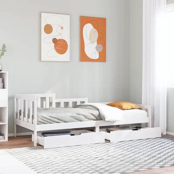 vidaXL Slaapbank met lades 90x190 cm massief grenenhout, Verzenden