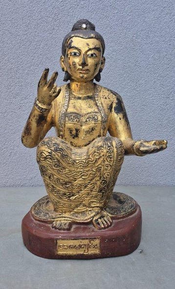 Antiek houten Birmese Nat-beeld - Hout - Myanmar - 20e eeuw