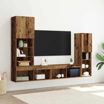 vidaXL TV Kast 4 st Oud hout Bewerkt hout, Huis en Inrichting, Verzenden, Nieuw