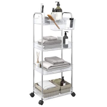 vidaXL Opbergtrolley 4-laags 37x28x95 cm acryl transparant, Verzenden