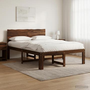 vidaXL Tweepersoonsbed met hoofdbord ROSTOCK Donkerbruin 140, Huis en Inrichting, Verzenden, Nieuw