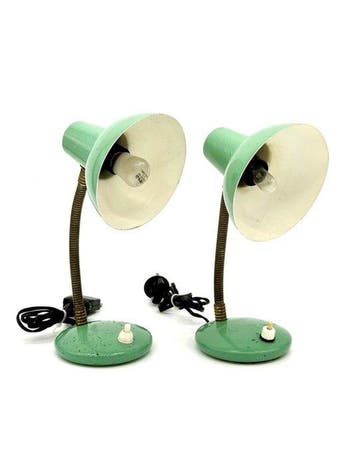 Coppia di lampade da tavolo vintage anni ’50/’60 – metallo, Antiquités & Art, Antiquités | Éclairage
