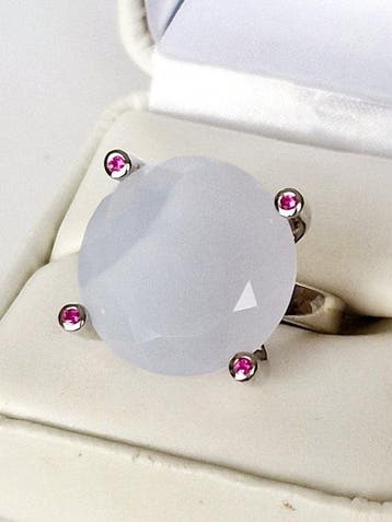 Sans prix de réserve - Bague de cocktail Argent Calcédoine -