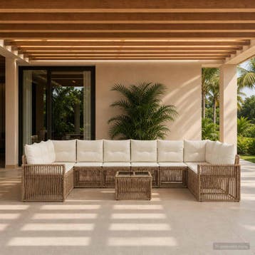 vidaXL Tuinbank Set 11 st Beige en Crème Wit poly rattan, Verzenden