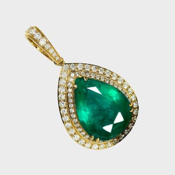 Zonder minimumprijs - Hanger - 14 karaat IGI 6,28 ct Groen,