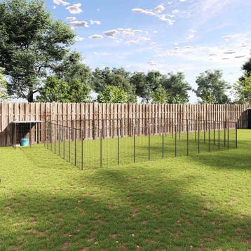 vidaXL Hondenkennel 37,51 m² staal zwart, Verzenden, Nieuw