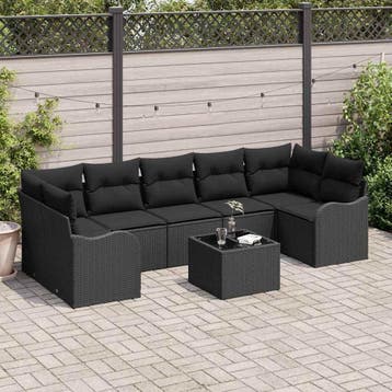 vidaXL Tuinbank Set 8 st 7-Aantal zitplaatsen Zwart poly, Verzenden, Nieuw