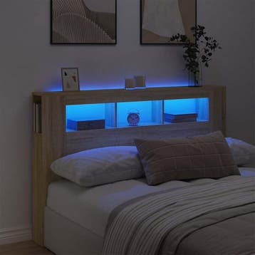 vidaXL Hoofdbord met LED 160x18,5x103,5 cm bewerkt hout, Verzenden, Nieuw