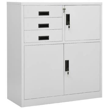 vidaXL Kantoorkast 90x40x102 cm staal lichtgrijs, Verzenden, Nieuw