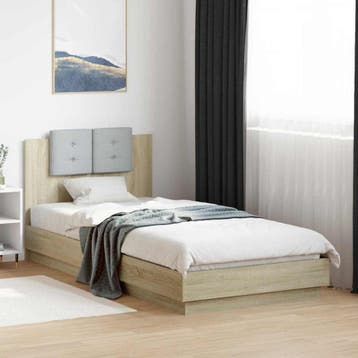 vidaXL Bedframe met Hoofdbord Sonoma Eiken Bewerkt hout, Verzenden, Nieuw