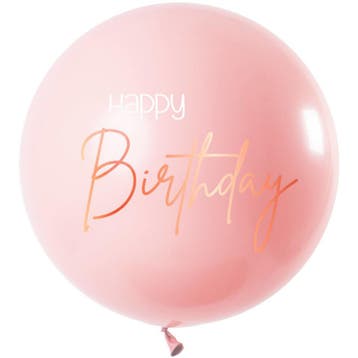 Happy Birthday Reuze Ballon Roze XL 80cm, Verzenden