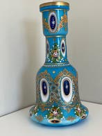 Waterpijp - Uitzonderlijke Boheemse blauw-wit geëmailleerde