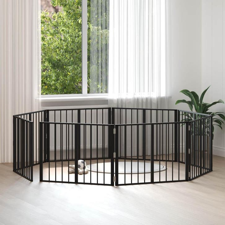 vidaXL Hondendeur 8 pcs Zwart 80 x 60 cm Gegevens staal, Animaux & Accessoires, Caisses pour chiens, Envoi