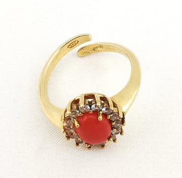 Corail - Argent 925 - Bague - Artisanat italien, Collections, Minéraux & Fossiles