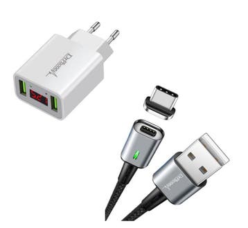 DrPhone iCON - Magnetische USB-C Oplaadkabel 3A + Thuislader, Verzenden