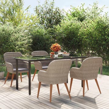 vidaXL 5-delige Tuinset met kussens bruin, Verzenden, Nieuw, Tuinset