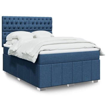 vidaXL Boxspring met matras stof blauw 160x200 cm, Verzenden, Nieuw