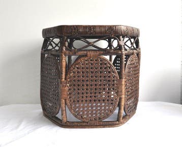 Bijzettafel - Rattan - Vintage bijzettafel van vlechtwerk