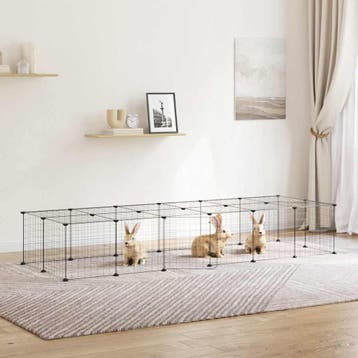 vidaXL Huisdierenkooi met deur 28 panelen 210x70x35 cm staal, Dieren en Toebehoren, Verzenden, Nieuw