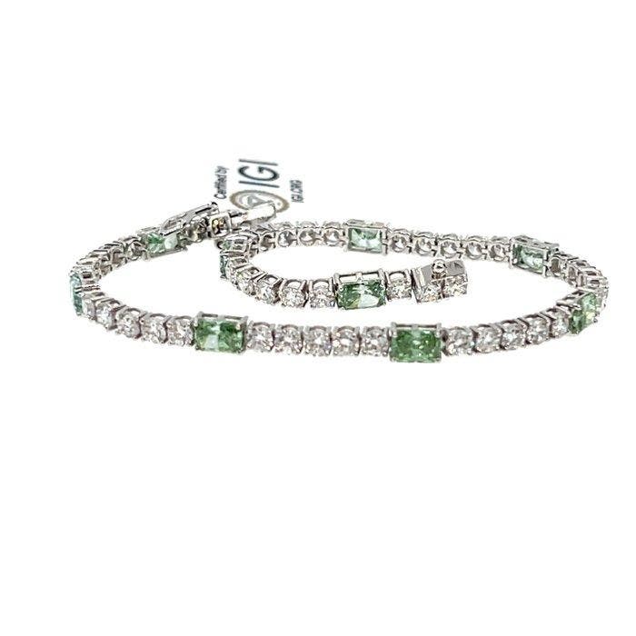 Armband - 14 karaat Witgoud - 6.40ct. tw. Groen Diamant, Bijoux, Sacs & Beauté, Bracelets